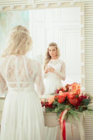 Robe de mariée romantique plissage en dentelle en chiffon fermeutre eclair