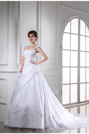 Robe de mariée longue en organza avec lacets de mode de bal appliques