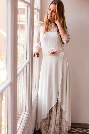 Robe de mariée plissage classique fendu latérale longueru au niveau de sol en chiffon