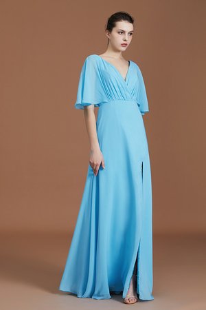 Robe demoiselle d'honneur en chiffon avec manche 1/2 a-ligne séduisant naturel