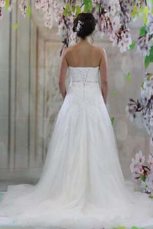 Robe de mariée naturel a-ligne col en forme de cœur cordon manche nulle