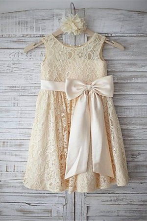 Robe cortège fille de princesse jusqu'au sol avec fleurs avec zip encolure ronde