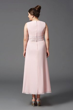 Robe mère de mariée avec zip ligne a en chiffon col ras du cou manche nulle