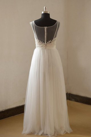 Robe de mariée naturel avec manche courte col en bateau avec ruban ceinture