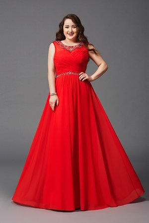 Robe de bal longue a-ligne avec zip avec perle manche nulle