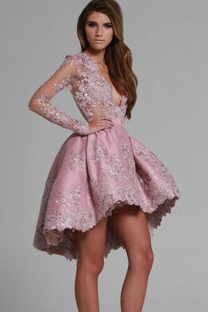 Robe de soirée longue en organza avec manche longue haut bas a-ligne