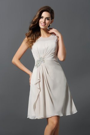 Robe demoiselle d'honneur bref encolure ronde manche nulle avec perle avec zip