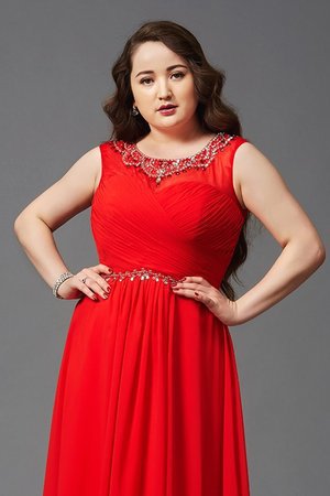 Robe de bal longue a-ligne avec zip avec perle manche nulle