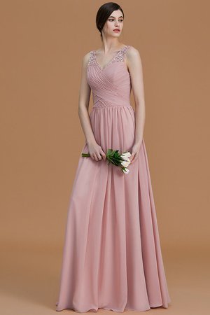 Robe demoiselle d'honneur jusqu'au sol en chiffon avec zip manche nulle de princesse