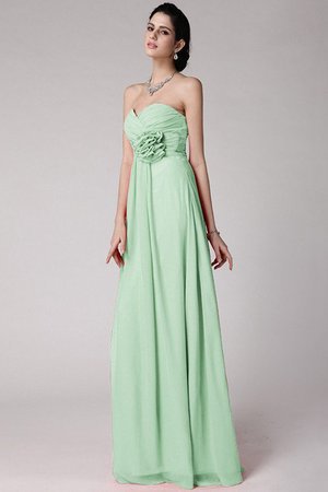 Robe demoiselle d'honneur plissé avec fleurs gaine jusqu'au sol avec chiffon