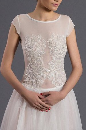 Robe de mariée naturel avec manche courte ligne a avec manche épeules enveloppants en tulle