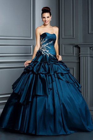 Robe de quinceanera longue avec perle longueur au ras du sol cordon textile taffetas