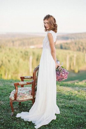 Robe de mariée facile avec manche courte en forme de traîne courte en dentelle