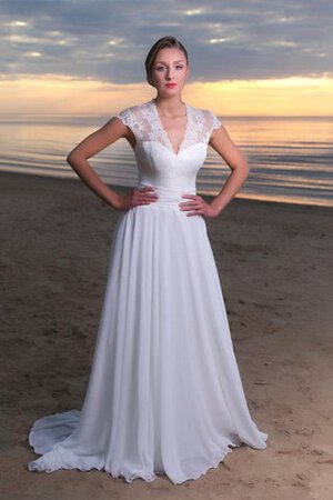 Robe de mariée facile en plage decoration en fleur a-ligne de traîne courte