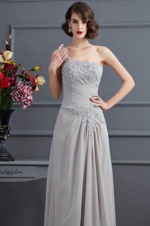 Robe mère de mariée longue naturel appliques ligne a d'épaule asymétrique