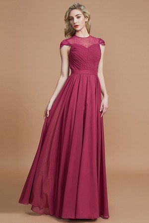 Robe demoiselle d'honneur naturel ligne a de princesse en chiffon avec manche courte