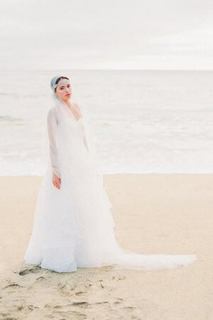 Robe de mariée ligne a jusqu'au sol en organza fermeutre eclair manche nulle