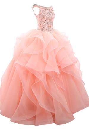 Robe de quinceanera intemporel facile officiel avec manche courte de col bateau