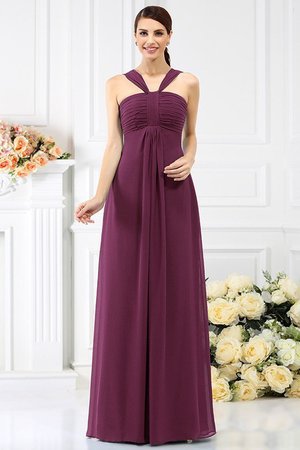 Robe demoiselle d'honneur longue plissé a-ligne en chiffon fermeutre eclair