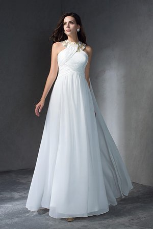 Robe de soirée a-ligne avec chiffon avec perle de princesse avec sans manches