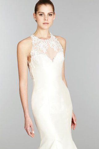 Robe de mariée naturel appliques manche nulle fermeutre eclair longueur au ras du sol