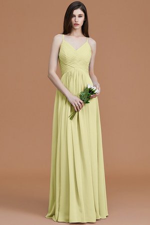 Robe demoiselle d'honneur de princesse ligne a ruché manche nulle avec chiffon