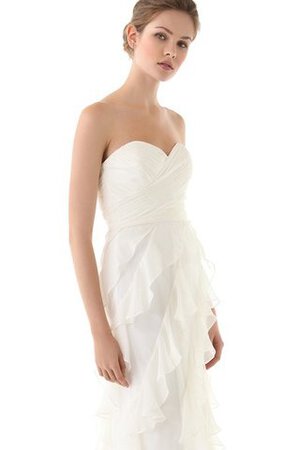 Robe de mariée longue ruché en forme en plage manche nulle