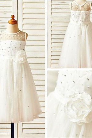 Robe cortège fille naturel col u profond ligne a fermeutre eclair avec fleurs