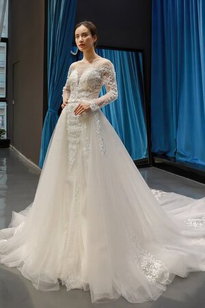 Robe de mariée énergique textile en tulle avec manche longue longue discrete