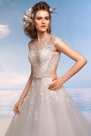 Robe de mariée naturel longue avec manche épeules enveloppants noeud avec perle