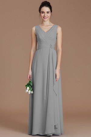 Robe demoiselle d'honneur avec chiffon ruché avec zip v encolure jusqu'au sol