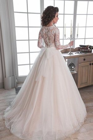 Robe de mariée romantique au niveau de cou de traîne courte ceinture en tulle