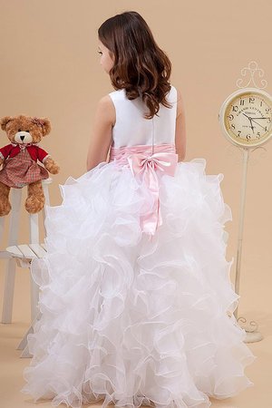 Robe cortège fille longue avec fleurs en organza avec sans manches encolure ronde