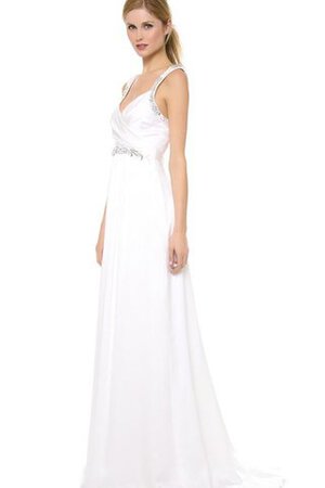 Robe de mariée longue col élisabéthain en satin ceinture en étoffe avec ruban