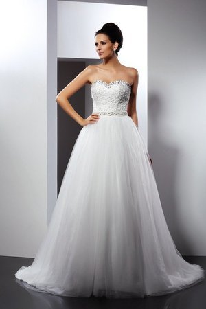 Robe de mariée longue textile en tulle de traîne mi-longue de princesse avec perle