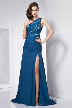 Robe de soirée naturel en chiffon a-ligne de princesse avec perle