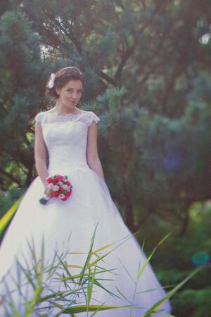 Robe de mariée naturel de mode de bal col en bateau avec décoration dentelle cordon