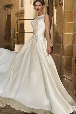 Robe de mariée distinguee exclusif jusqu'au sol boutonné avec décoration dentelle