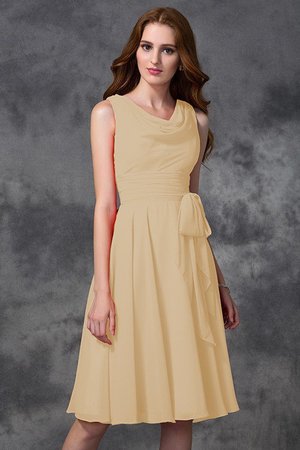 Robe demoiselle d'honneur bref naturel au niveau de genou col u profond en chiffon