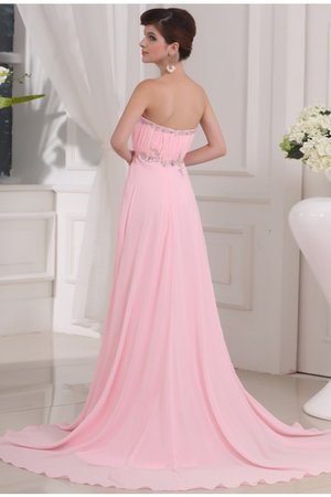 Robe de bal avec perle de traîne courte avec zip a-ligne de princesse