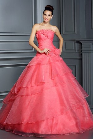 Robe de quinceanera longue de bustier manche nulle cordon de mode de bal