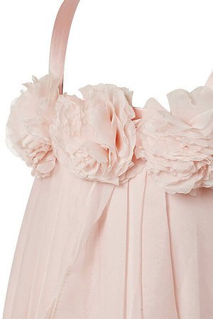 Robe cortège fille naturel de princesse manche nulle en chiffon jusqu'au sol