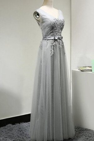 Robe demoiselle d'honneur plissé romantique ceinture en étoffe jusqu'au sol de col en v
