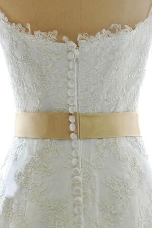 Robe de mariée en satin jusqu'au sol cordon avec zip avec décoration dentelle