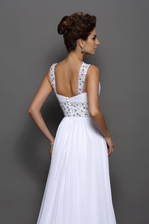 Robe de mariée longue avec perle fermeutre eclair en chiffon de traîne moyenne