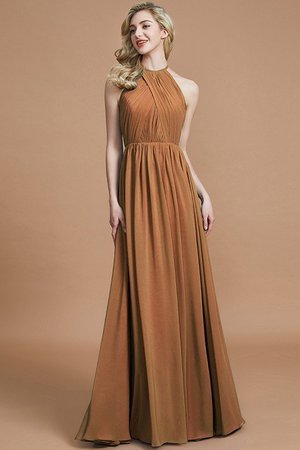 Robe demoiselle d'honneur naturel ligne a de princesse col u profond avec chiffon