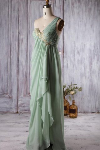 Robe demoiselle d'honneur manche nulle a-ligne decoration en fleur avec fronce avec chiffon