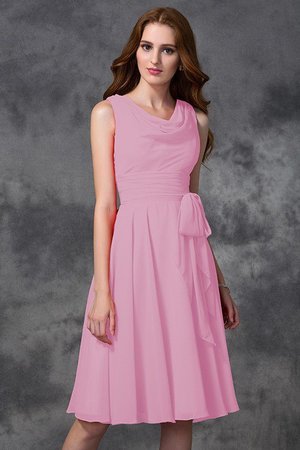 Robe demoiselle d'honneur bref naturel au niveau de genou col u profond en chiffon