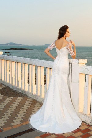 Robe de mariée longue en plage jusqu'au sol de tour de ceinture en haute gaine