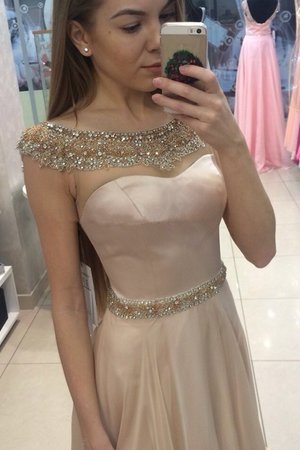 Robe de bal avec cristal mignonne a-ligne avec manche courte naturel